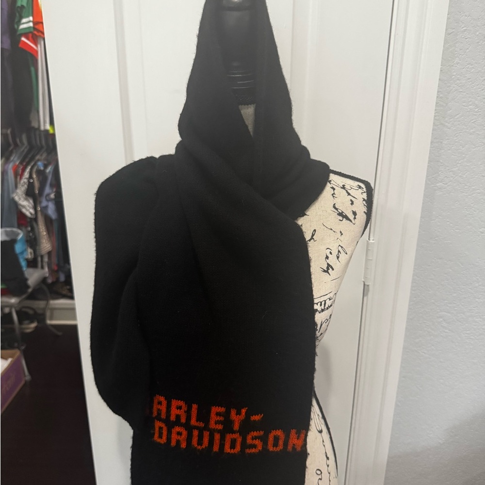 Harley-Davidson Black with Orange Lettering Winter Scarf/Hoodie